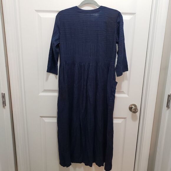 BOMBAY & PAISLEY BOHEMIAN NAVY BUTTON DOWN MIDI DRESS SIZE SMALL NWOT - Picture 6 of 7